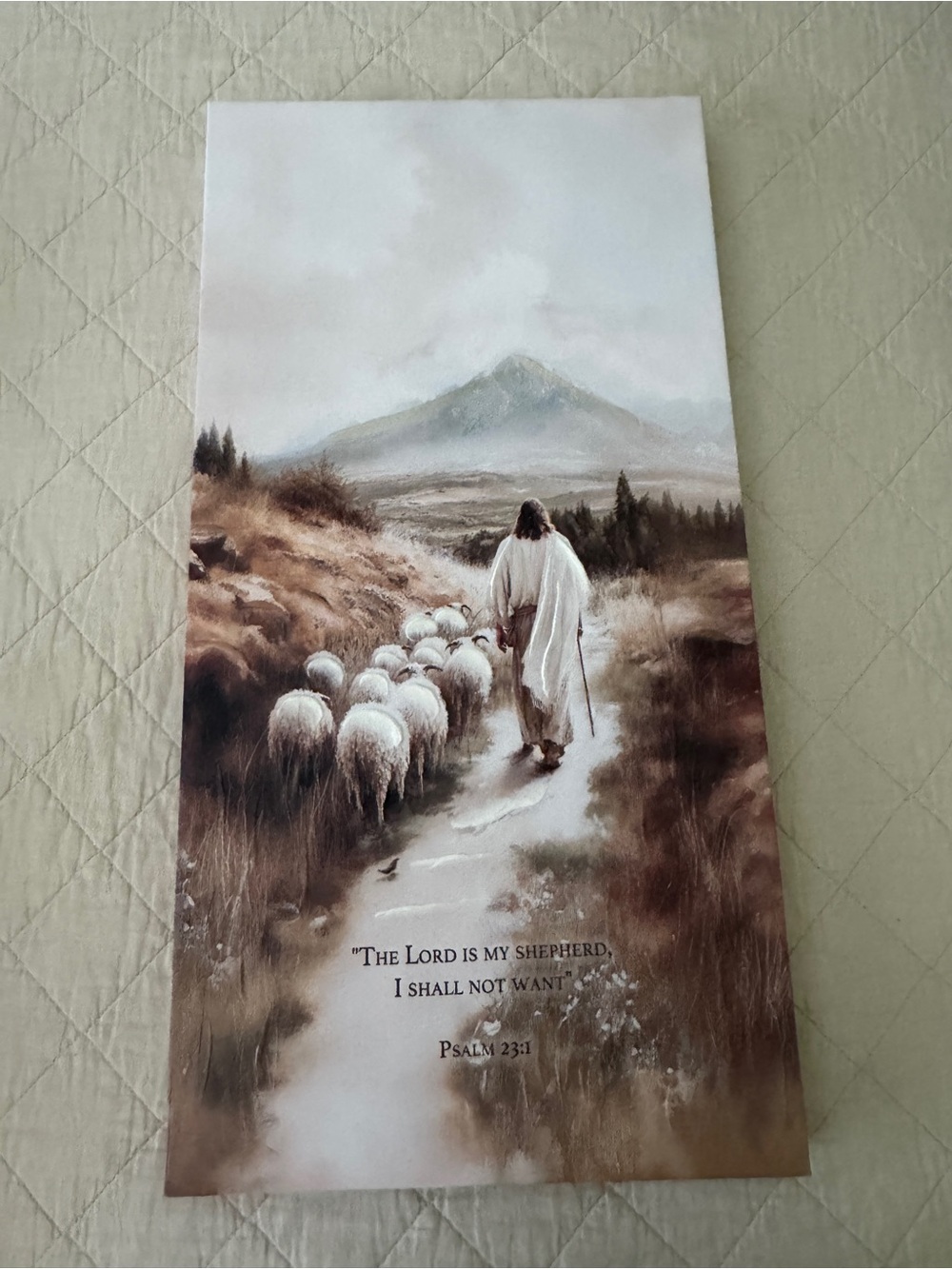 Shepherd and Sheep Religious Wall Art in Brown and Cream